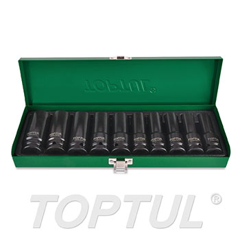 10PCS 1/2"DR. 6PT Flank Deep Impact Socket Set