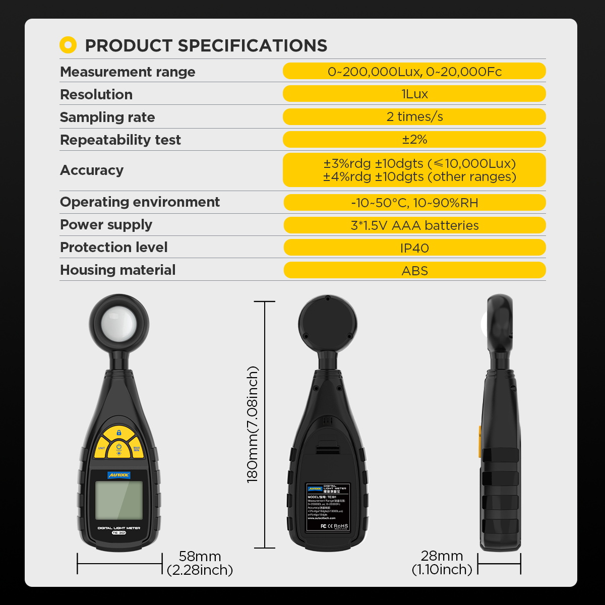 TE301 Digital Light Meter - Image 4