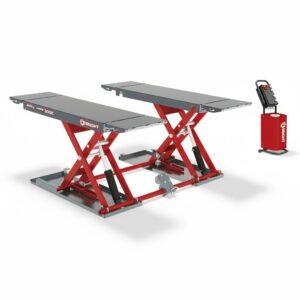 In-ground small scissors lift.