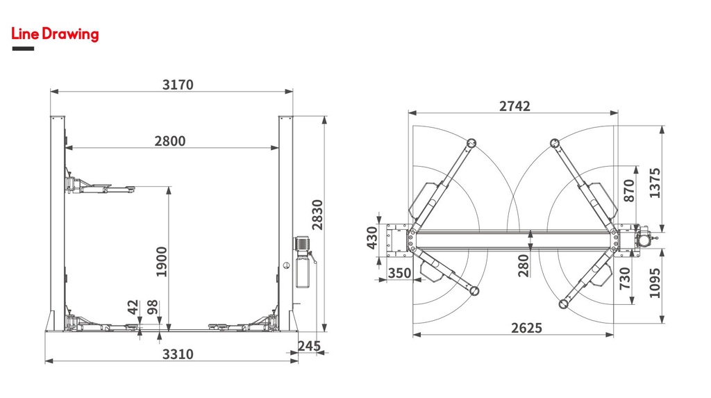 2 Post Lift With Base Plate - Image 2