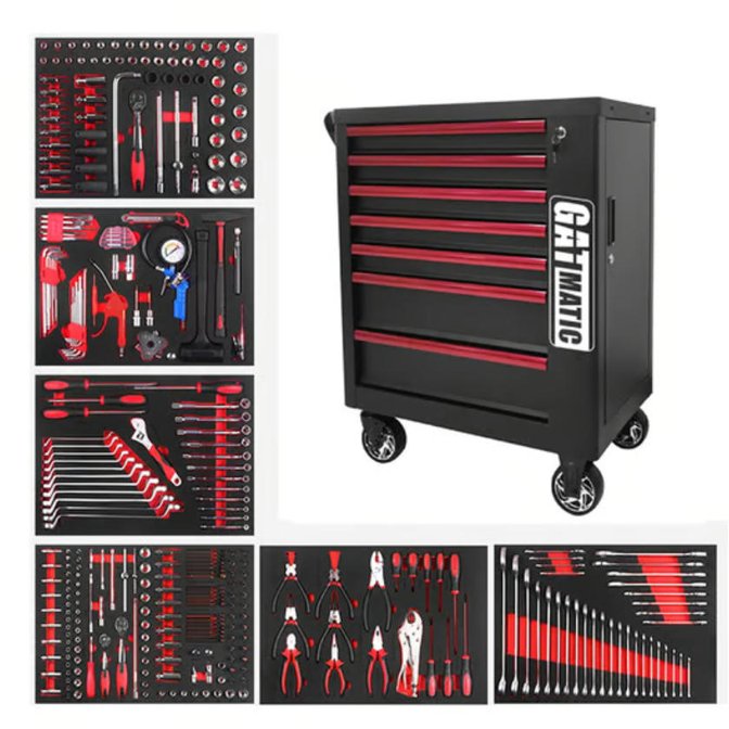 7 drawers tool trolly 381pcs - Image 2